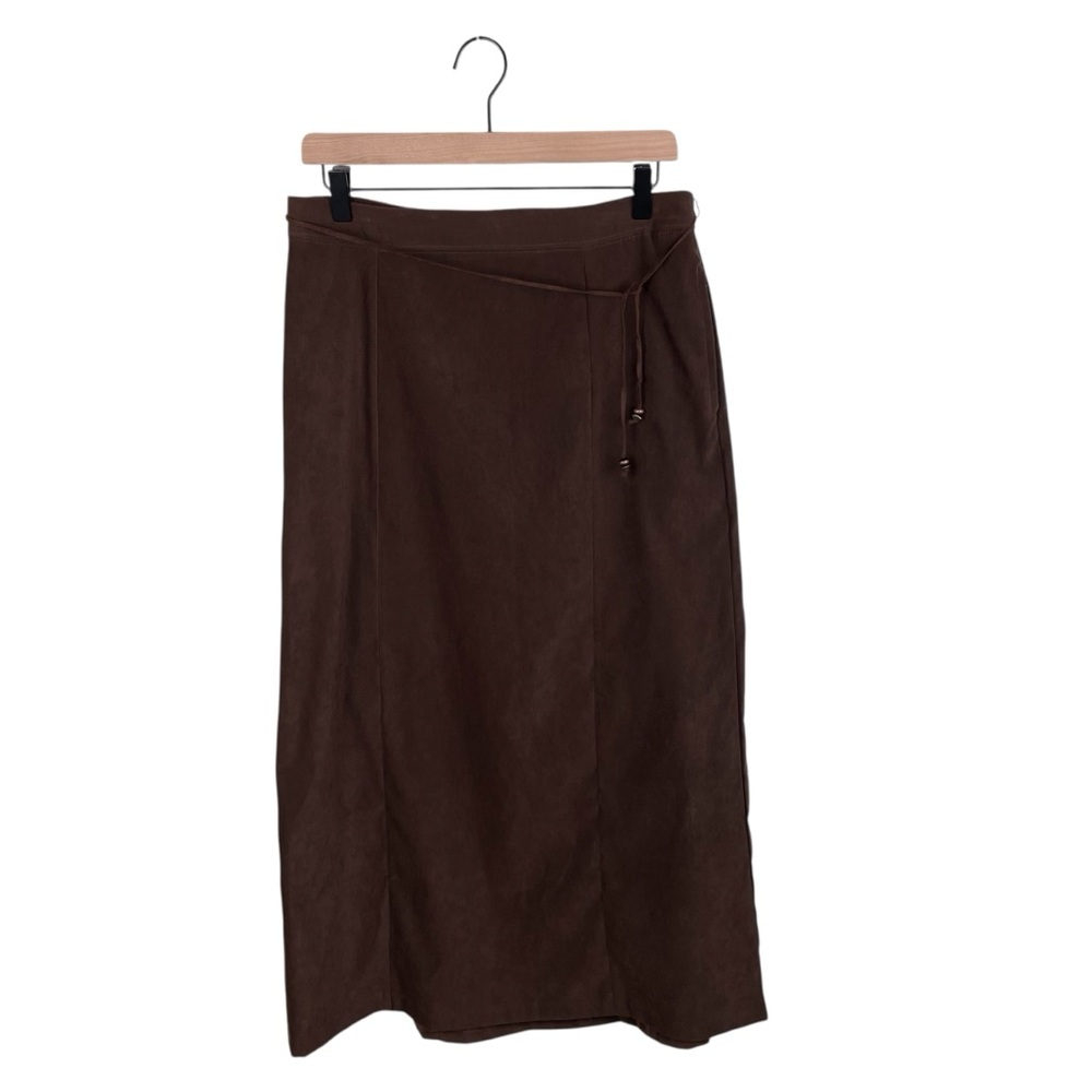 Vintage Y2K White Stag Stretch Skirt Brown Faux Suede Size 10 Western Bohemian